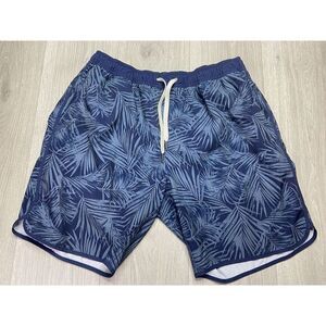 Fair Harbor Shorts Men XL Blue Tropical Palm 8.5" Lined Active Hybrid Athleisure